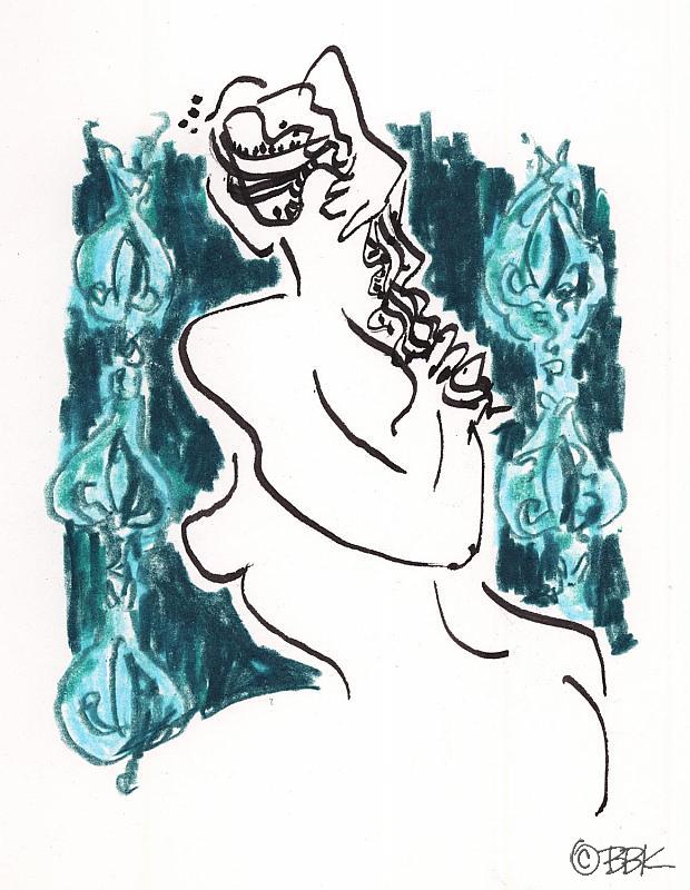 Nude fixing her hair